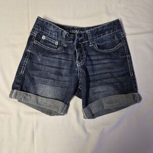Maurices Curvy Fit Cuffed Denim Shorts - Dark Wash - Size 1/2